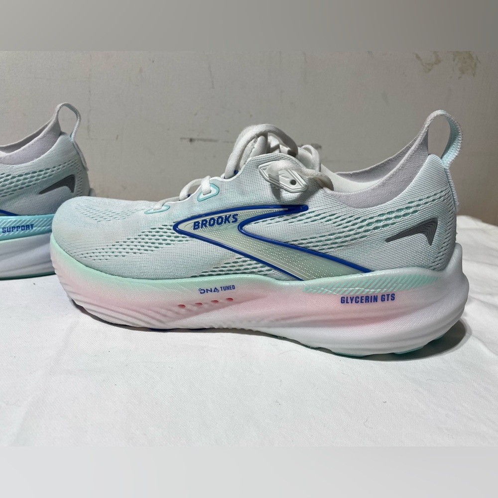 Brooks Women's Glycerin GTS 22 Running Shoe 10.5 White Limpet Shell Amparo Blue - Picture 8 of 16